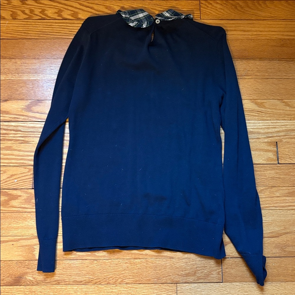 NWT Brooks Brothers Navy Top with Green Plaid Collar - Picture 4 of 6